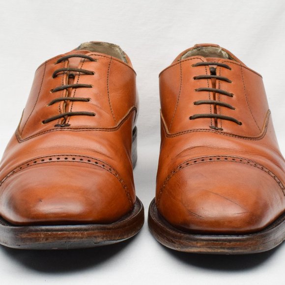 Vintage Alfred Sargent Brown Brogue England Made Cap Toe Oxford Dress Shoes - main image 6